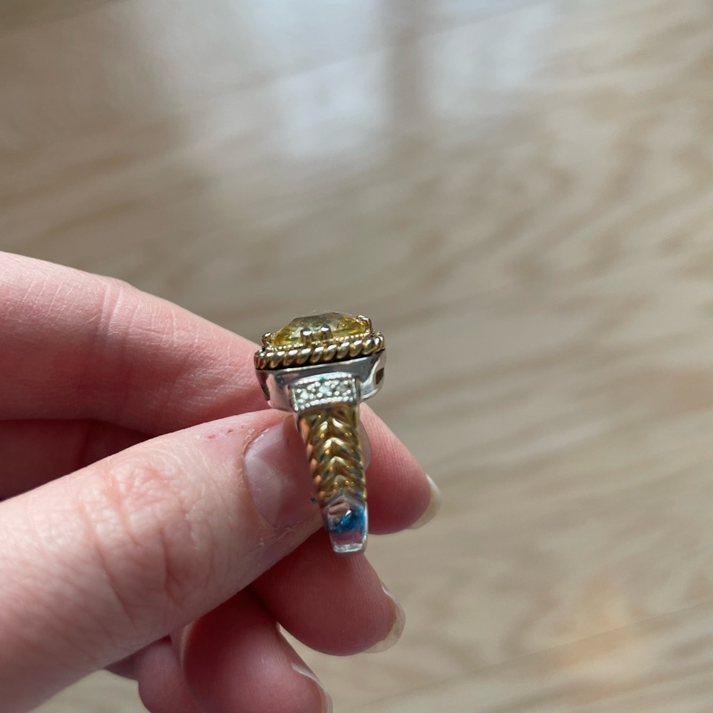 Lia Sophia Gold and Silver Ring with Yellow Gem - Picture 3 of 8